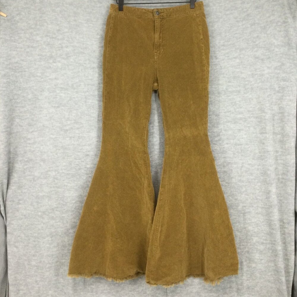 Free People We The Free Just Float On Corduroy Bell Bottoms 29 Brown Fray
